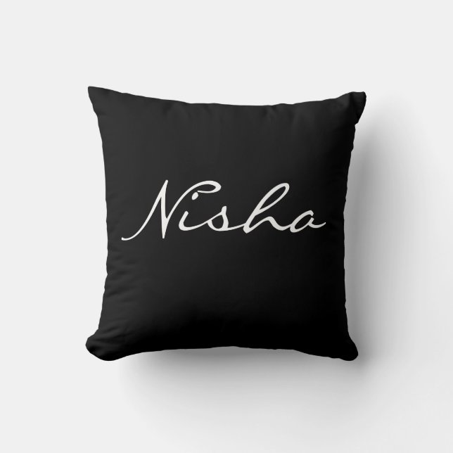 Black and White Custom Name  Cushion (Front)