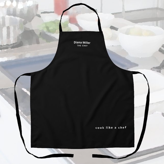 Black and white custom name personalised apron (Creator Uploaded)