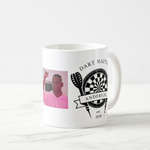 Black and White Custom Name Photo Dart  Coffee Mug