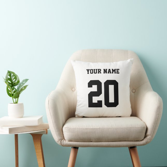 Black and White Custom Number and Name Cushion (Chair)