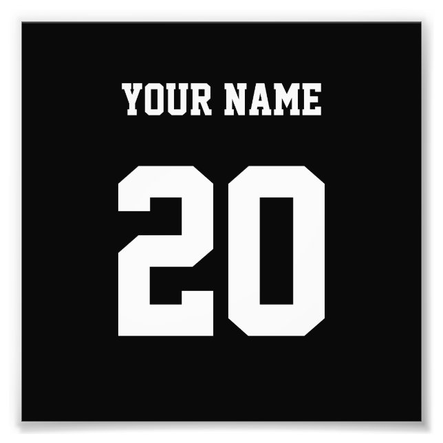 Black and White Custom Number and Name Photo Print (Front)