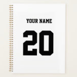 Black and White Custom Number and Name Planner<br><div class="desc">This is a product that is designed with a specific number on it. The number can represent various things, such as a favourite athlete's jersey number, a special date or year, a lucky number, or a birthday number. This product is often popular among sports fans, fitness enthusiasts, and anyone who...</div>