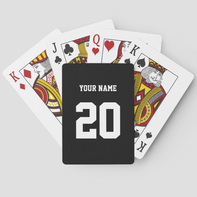Black and White Custom Number and Name Playing Cards (Back)