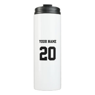 Black and White Custom Number and Name Thermal Tumbler