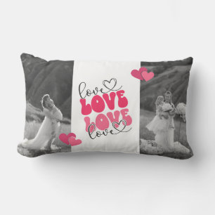 Black and White Custom Photo Heart Valentine's Day Lumbar Cushion