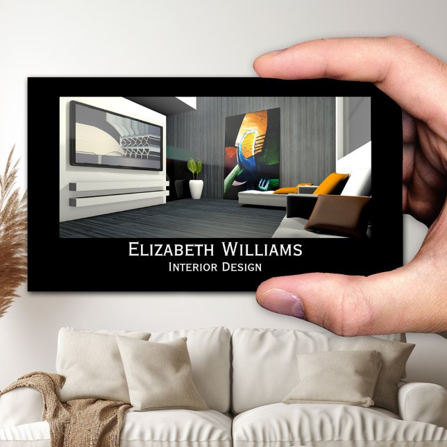Black and White Custom Photo Interior Design Business Card (Business card featuring your own photo on a simple background - black and white - minimalist)