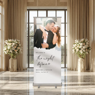 Black And White Custom Photo Rehearsal Dinner Retractable Banner