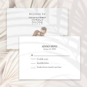 Black and White Custom Photo Wedding RSVP Card