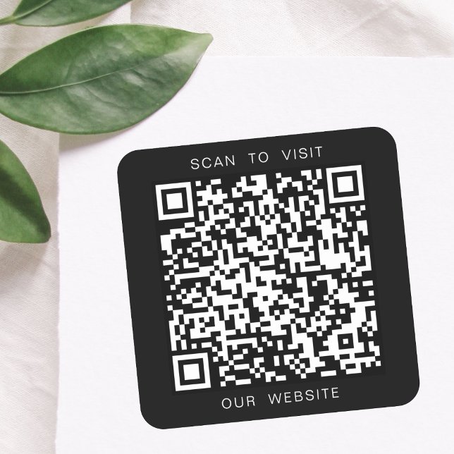 Black and White Custom QR Code Website Business  Square Sticker (Creator Uploaded)