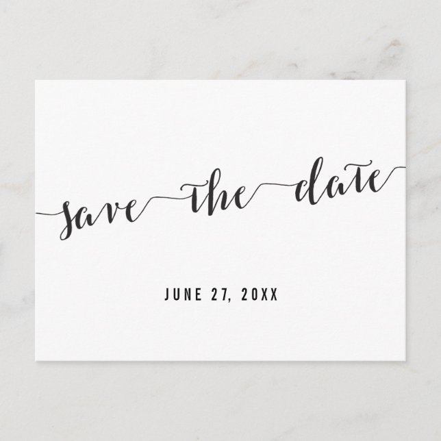 Black And White Custom Save The Date Postcard (Front)