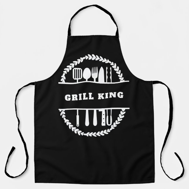 Black And White Custom Text Cooking Dad Cook Chef Apron (Front)