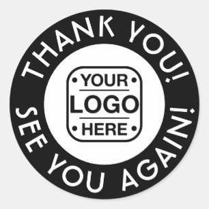Black And White Custom Thank You Sticker With Logo