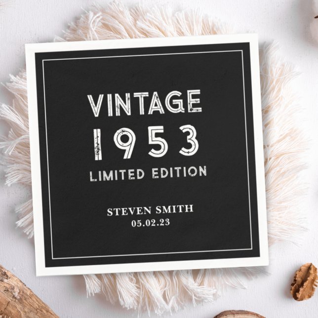Black and White Custom Year 1953 70th Birthday  Napkin (Creator Uploaded)