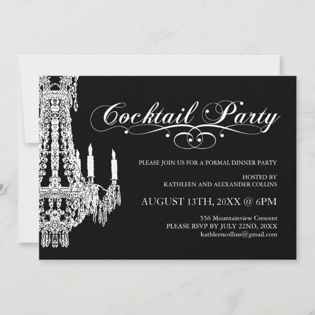Black and White Customisable Party Invitations (Front)