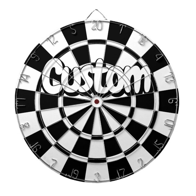 Black And White Customisable Text Dartboard (Front)