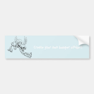 Black and white Cute Angel with heart Bumper Sticker
