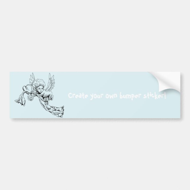 Black and white Cute Angel with heart Bumper Sticker (Front)
