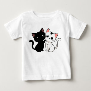 Black and White Cute Cartoon Cats Baby T-Shirt
