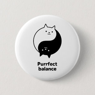 Black and White Cute Cats Purrfect Balance 6 Cm Round Badge