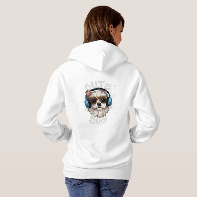 Black and White Cute Dog Hoodie (Back Full)