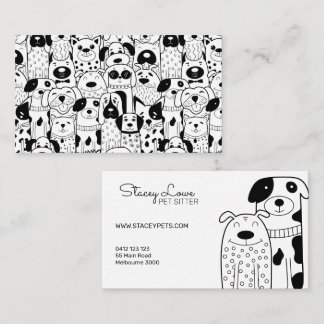 Black And White Cute Dogs Pet Sitter | Dog Walker  Business Card