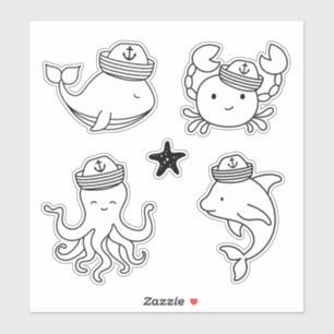 Black and White Cute Nautical Animal 