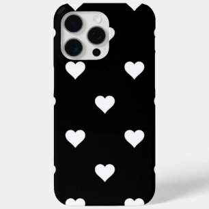 Black and White Cute Simple Heart Pattern iPhone 15 Pro Max Case