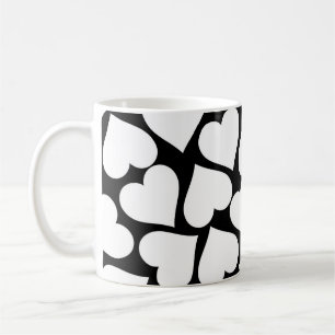 Black and White Cute Simple Heart Pattern Coffee Mug