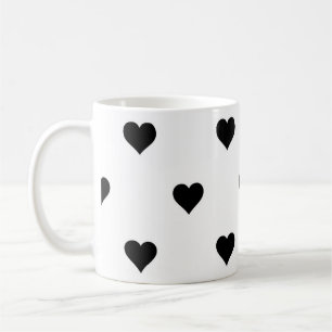 Black and White Cute Simple Heart Pattern Coffee Mug