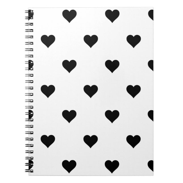 Black and White Cute Simple Heart Pattern  Notebook (Front)
