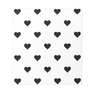Black and White Cute Simple Heart Pattern Notepad