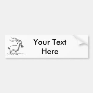 Black and White Cute Smiling Goat Cartoon Bumper Sticker