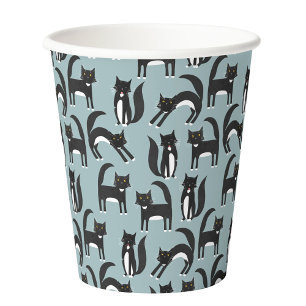 Black and White Cute Tuxedo Kitty Cats Pattern Paper Cups