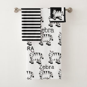Black and White Cute Zebra Bath Towel Set