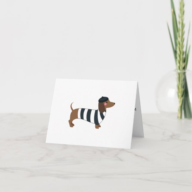 BLACK AND WHITE DACHSHUND BLANK GREETING CARD (Front)