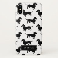 Black and White Dachshunds Custom Name