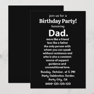 Black and White Dad Daddy Quote Birthday Party Invitation