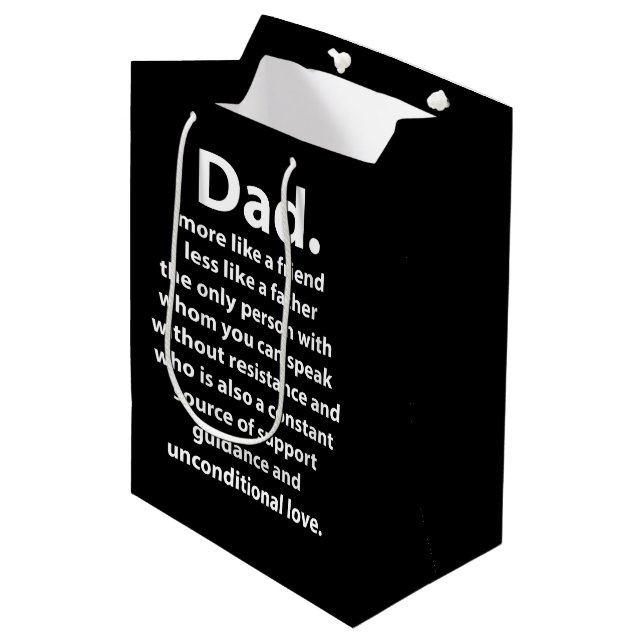 Black and White Dad Daddy Quote  Medium Gift Bag (Front Angled)