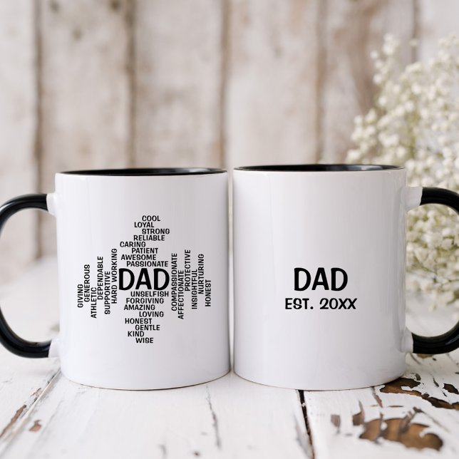Black and White Dad Typography Word Cloud Mug (Creator Uploaded)
