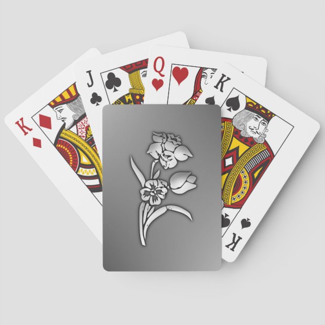 Black and White Daffodil Playing Cards (Back)