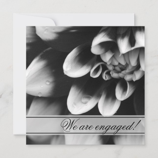 Black and White Dahlia Flower Engagement Party Invitation (Front)