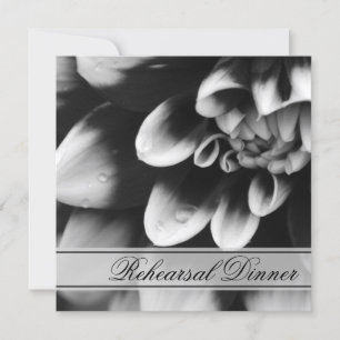Black and White Dahlia Flower Rehearsal Dinner Invitation