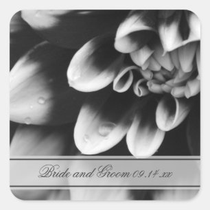 Black and White Dahlia Wedding Envelope Seals