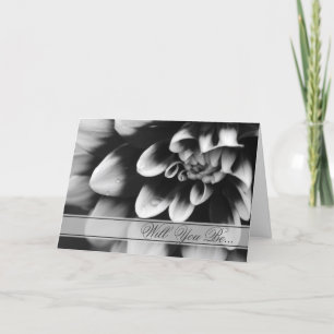 Black and White Dahlia Will You Be My Bridesmaid Invitation