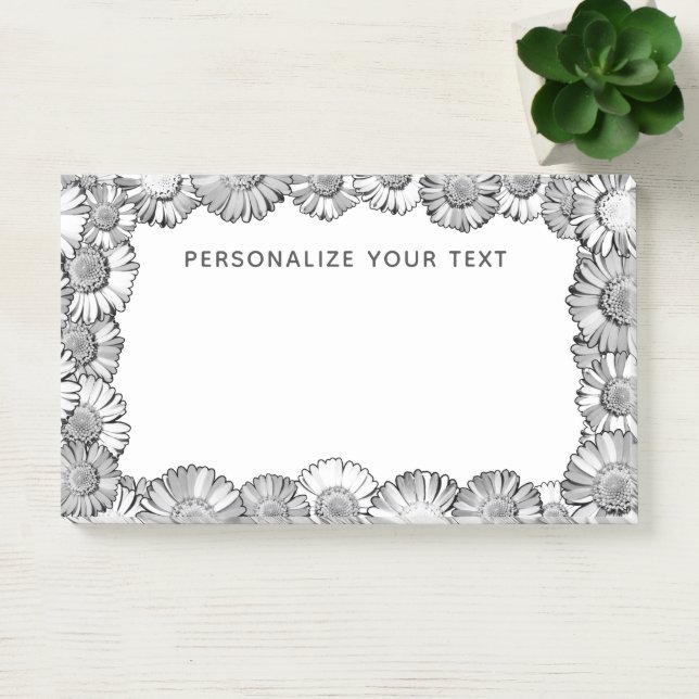    Black and White Daisy Border Pretty Cute Custom Post-it Notes (Office)