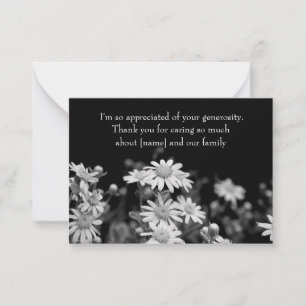 Black And White Daisy Flower After Funeral Cards