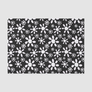Black and White Daisy Flowers Floral Tissue Paper
