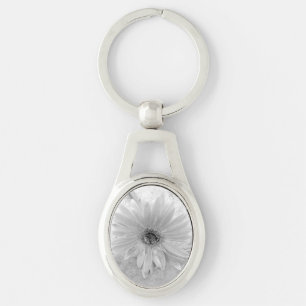 Black and White Daisy Key Ring