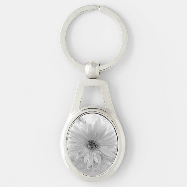 Black and White Daisy Key Ring (Front)