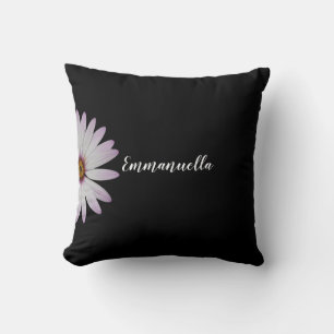 Black and White Daisy Personalised Cushion